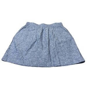 NWT Loft Outlet Blue Chambray Linen Cotton Blend Midi Skirt Pockets Womens L $60